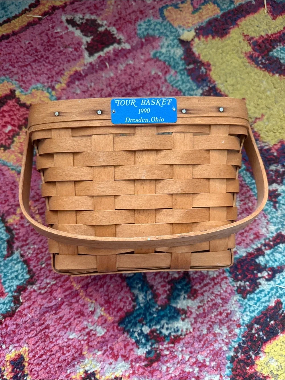 Vintage Signed by Grandma Bonnie Longaberger 1990 Tour Basket Handwoven Basket